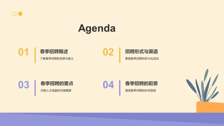 橙色插画风春季招聘PPT模板
