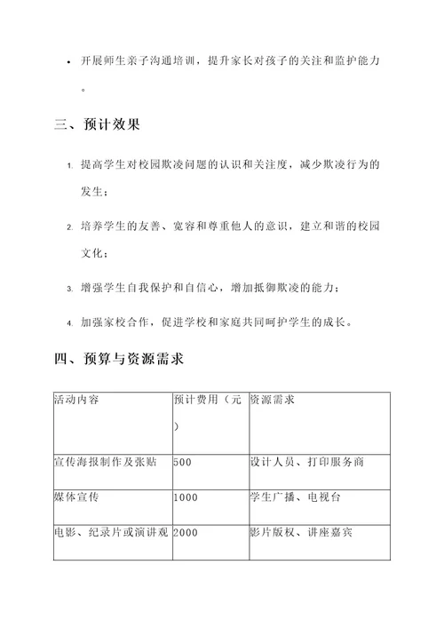 学校校园欺凌活动策划书