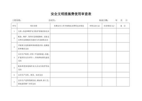 安全文明措施费使用审查表