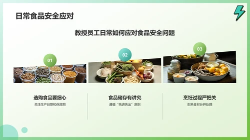绿色插画风关注食品安全健康问题PPT模板