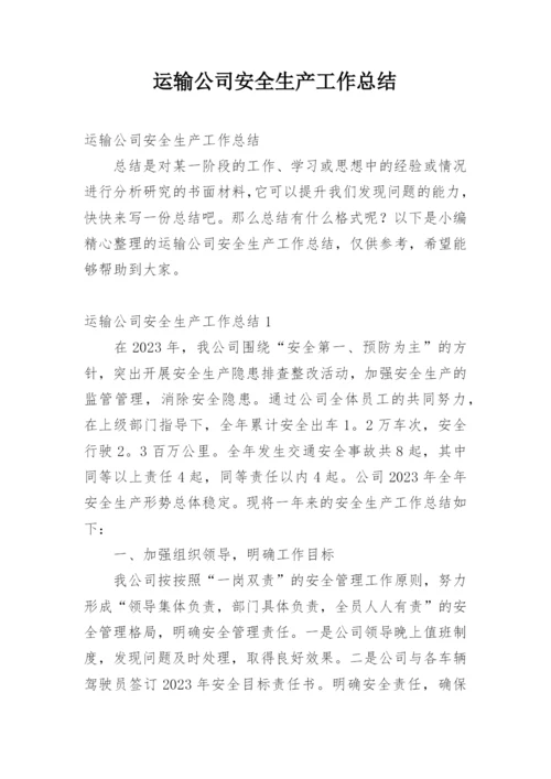 运输公司安全生产工作总结.docx