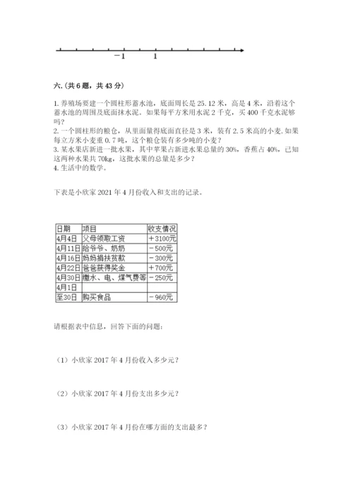 苏教版数学六年级下册试题期末模拟检测卷含完整答案（名师系列）.docx