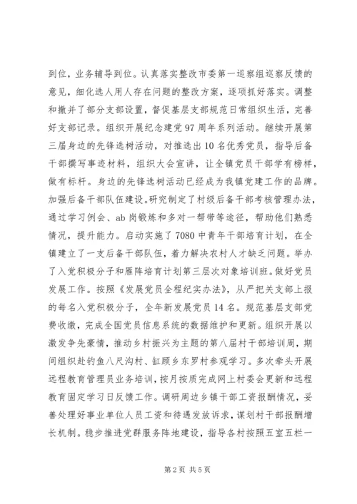 乡镇组织委员某年个人总结与述职报告.docx