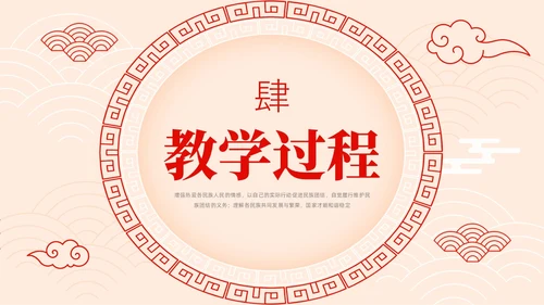红色简约中国风边框民族团结教学设计PPT课件