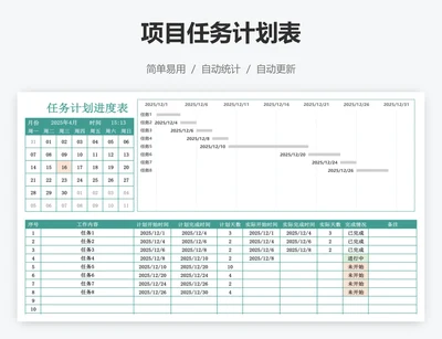 项目任务计划表