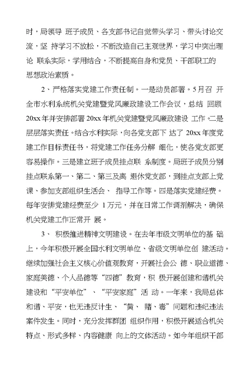 市水利局年度党建工作总结