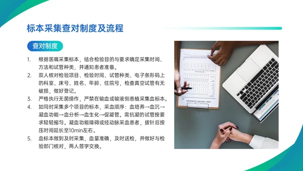 蓝绿渐变简约商务护理查对制度配许PPT模板