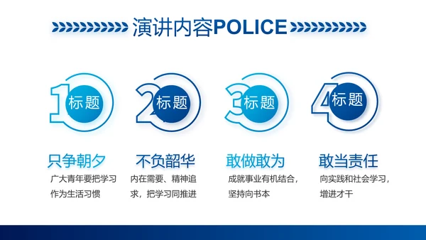 蓝色大气公安警察职责工作汇报PPT