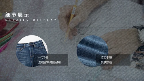 蓝色牛仔风服装电商展示PPT模板
