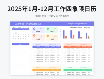 2025年1月-12月工作四象限日历