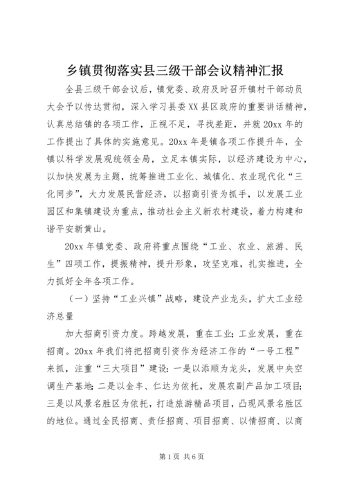 乡镇贯彻落实县三级干部会议精神汇报.docx