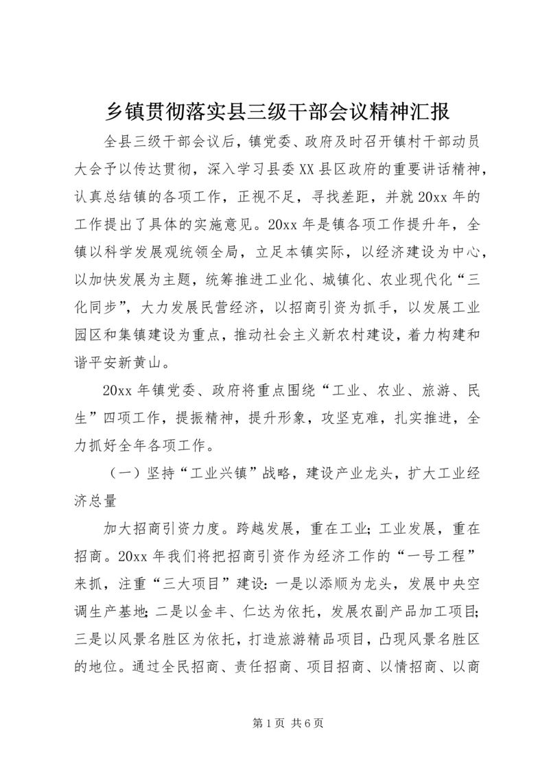 乡镇贯彻落实县三级干部会议精神汇报.docx