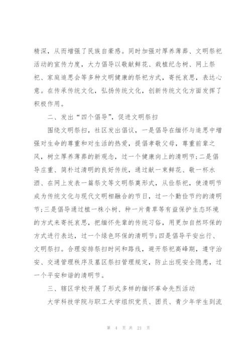 开展清明节主题活动总结范文10篇.docx