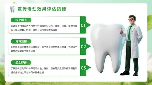 绿色系3D关于口腔诊所宣传活动PPT模板