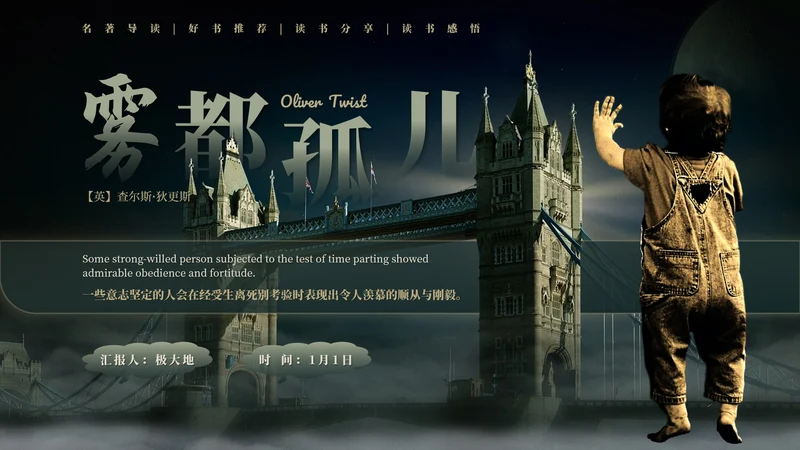名著导读伦敦的《雾都孤儿》PPT模板