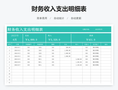 财务收入支出明细表