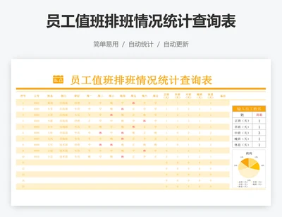 员工值班排班情况统计查询表