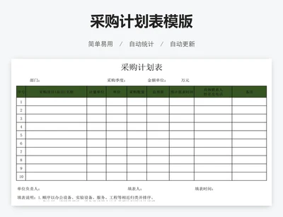 采购计划表模版