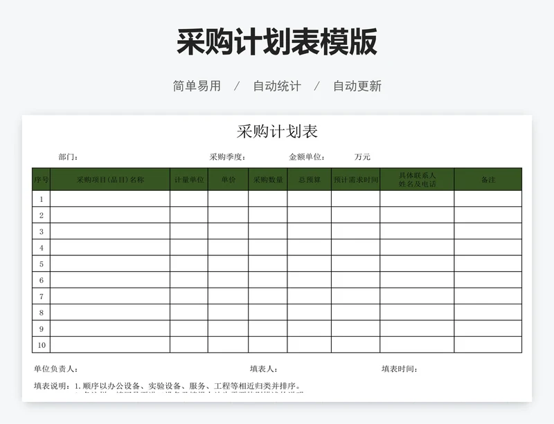 采购计划表模版
