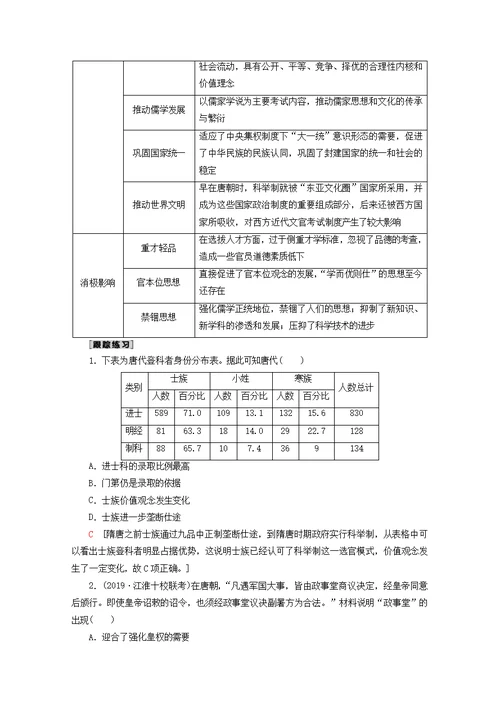 高考历史复习古代中国的政治制度第2讲从汉至元政治制度的演变和明清君主专制的加强教学案（含解析）