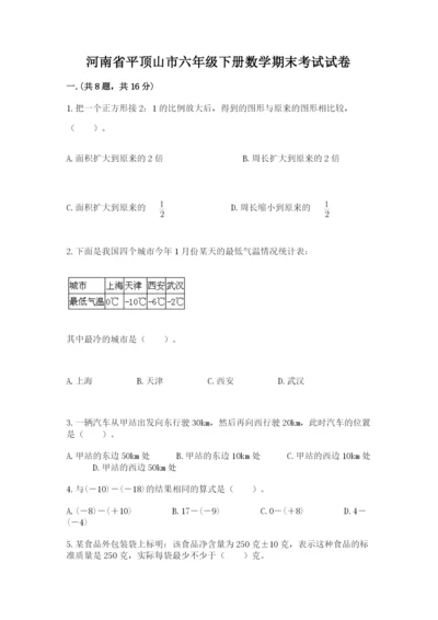 河南省平顶山市六年级下册数学期末考试试卷（必刷）.docx