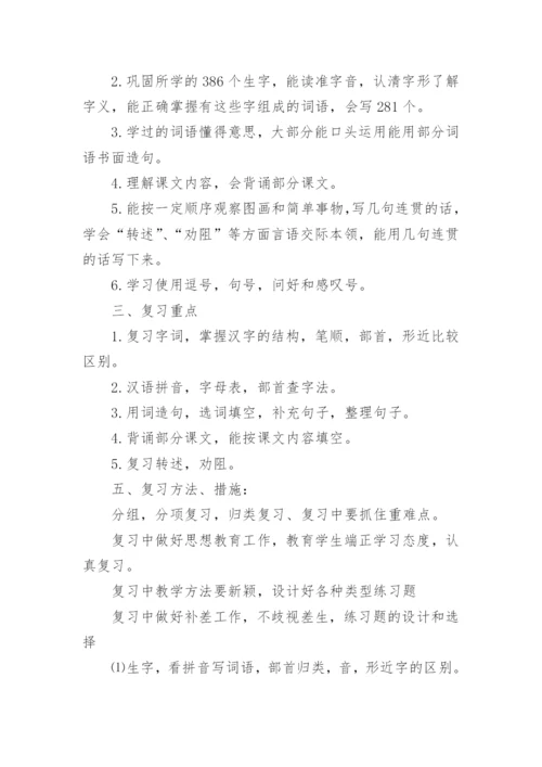 语文二年级下册期末复习计划.docx