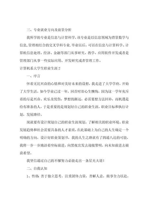 计算机系大学生职业生涯