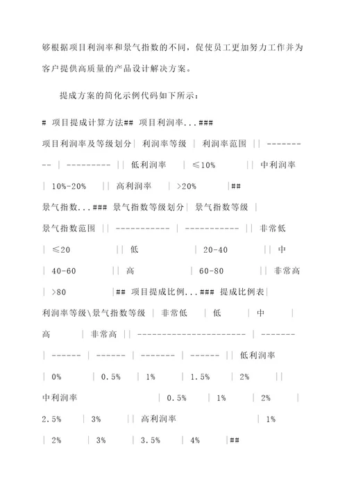 产品设计公司项目提成方案