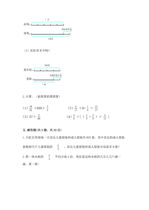 苏教版六年级上册数学第三单元 分数除法 测试卷带答案（考试直接用）.docx