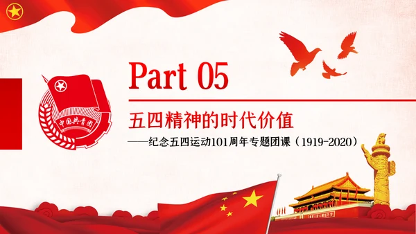 弘扬五四精神做新时代合格团员共青团团课PPT