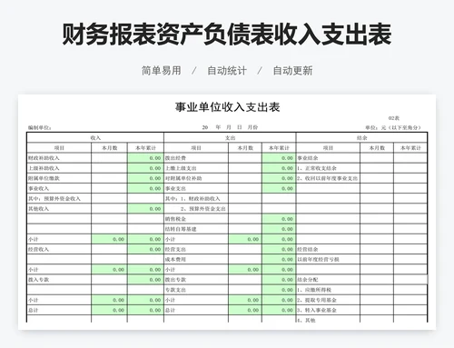 财务报表资产负债表收入支出表