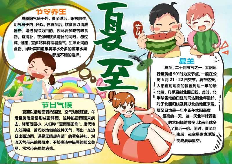传统节气夏至word小报