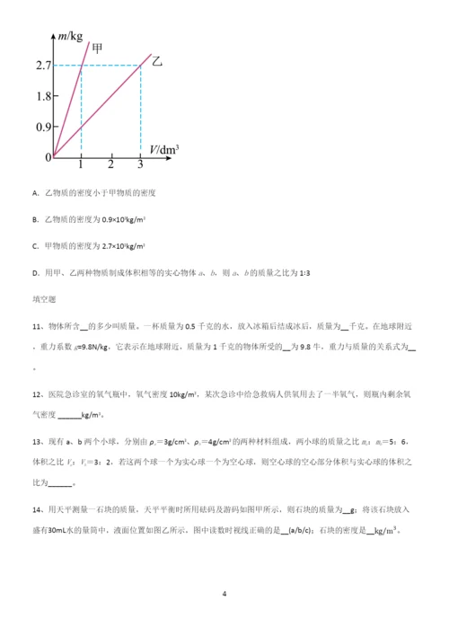 (带答案)人教版初中八年级物理质量与密度易混淆知识点.docx