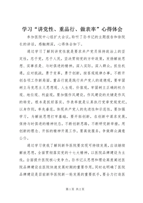 学习“讲党性、重品行、做表率”心得体会.docx