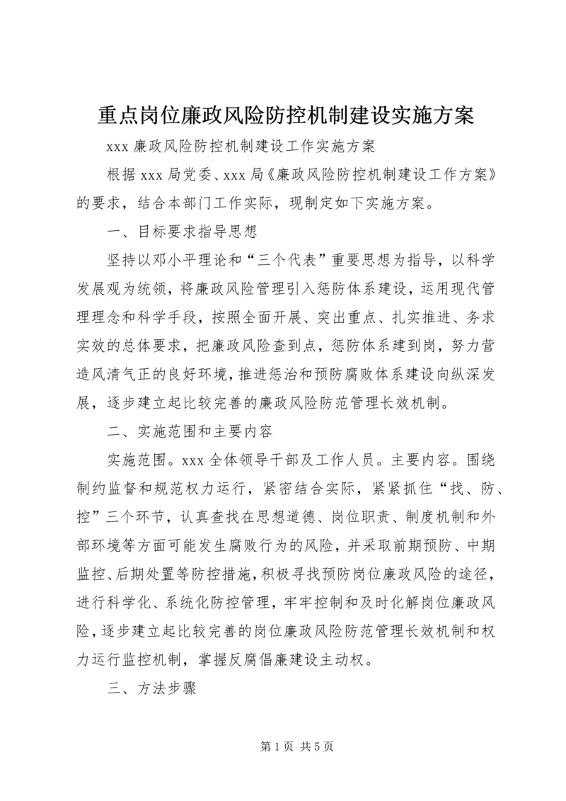 重点岗位廉政风险防控机制建设实施方案 (2).docx