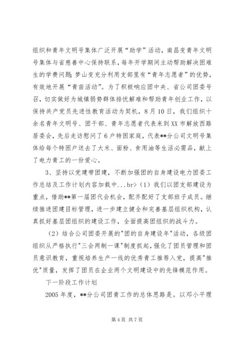 电力团委工作总结及工作计划 (6).docx