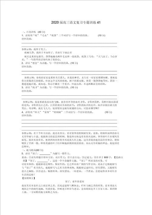 2020届高三语文复习专题训练41