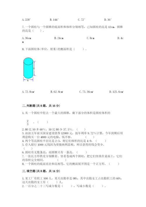 北京版六年级下册数学期中测试卷精品【考试直接用】.docx