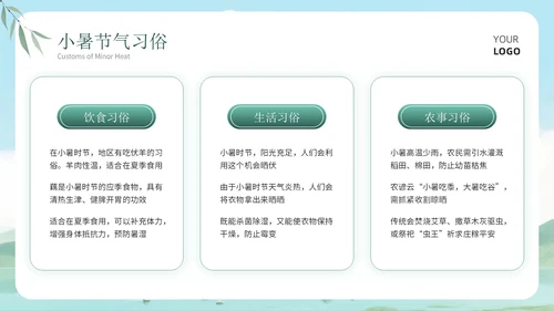 绿色清新风小暑科普讲座PPT模板