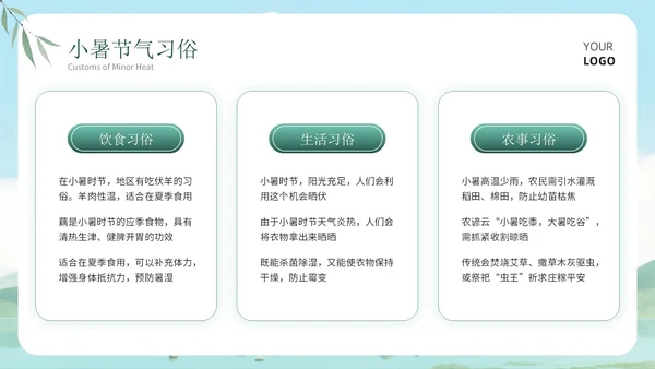 绿色清新风小暑科普讲座PPT模板