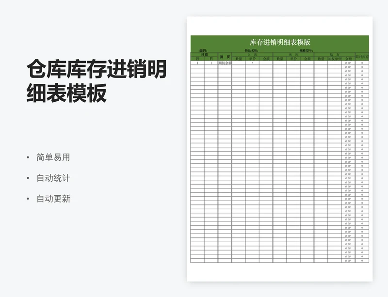 仓库库存进销明细表模板