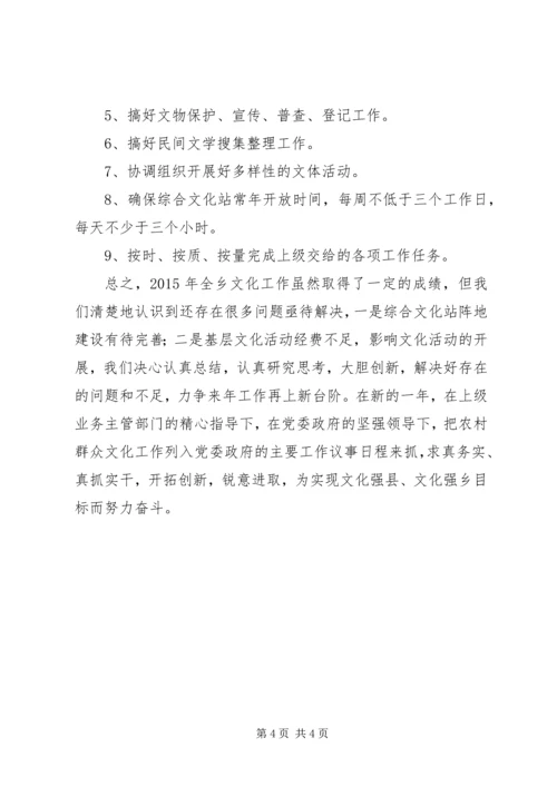 乡镇年度文化工作总结和工作计划.docx