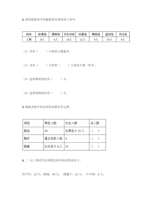 人教版二年级下册数学第一单元-数据收集整理-测试卷及参考答案(新).docx