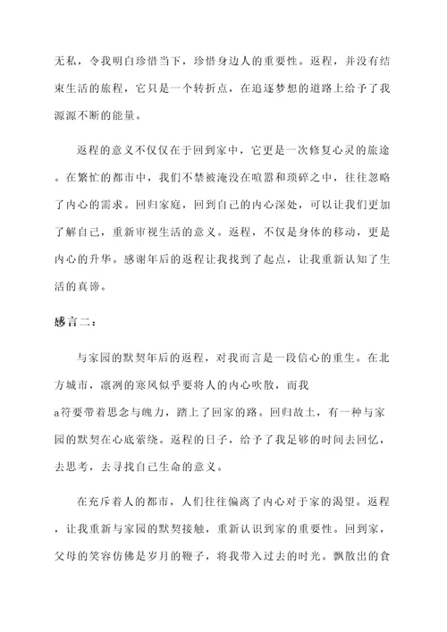 年后返程的感言