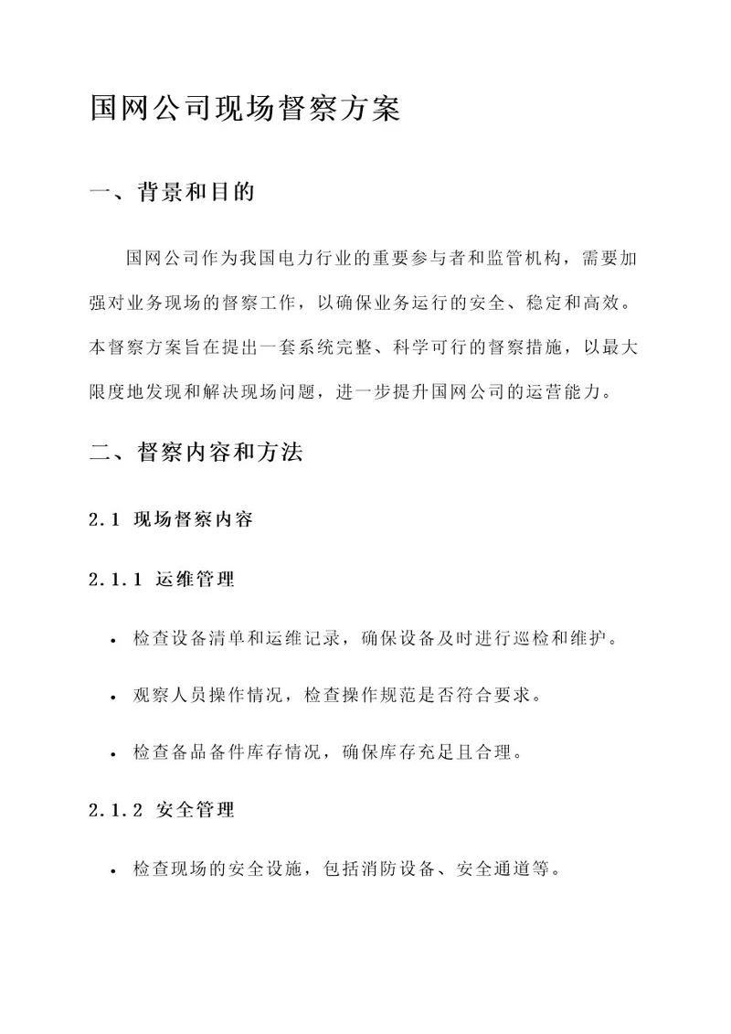 国网公司现场督察方案