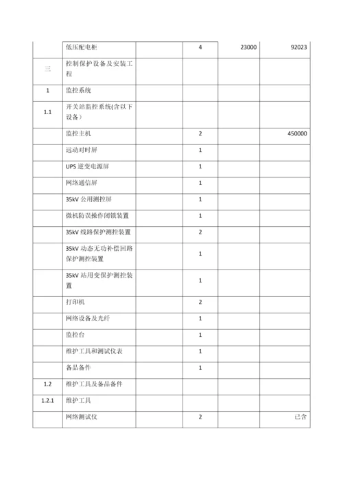 光伏电站合同价格清单分项表.docx