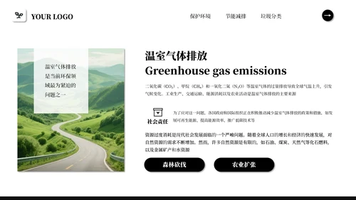 黑白简约商务风绿色环保PPT模板