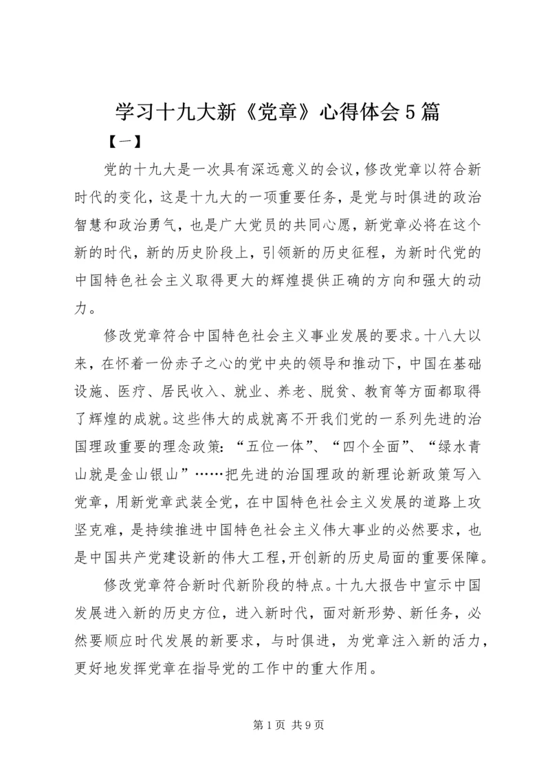 学习十九大新《党章》心得体会5篇.docx