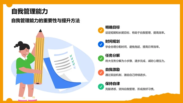 橙色卡通风暑假生活成长记录PPT模板