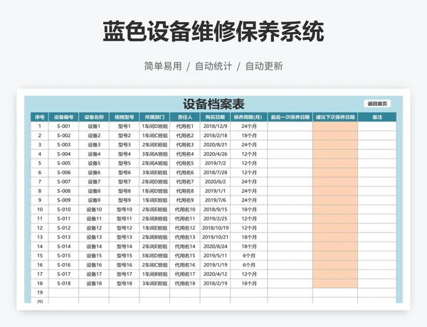 蓝色设备维修保养系统